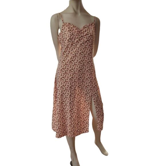 Shein Summer Dress Floral Spaghetti Straps Tie Back Zipper Front Slit - Picture 1 of 10